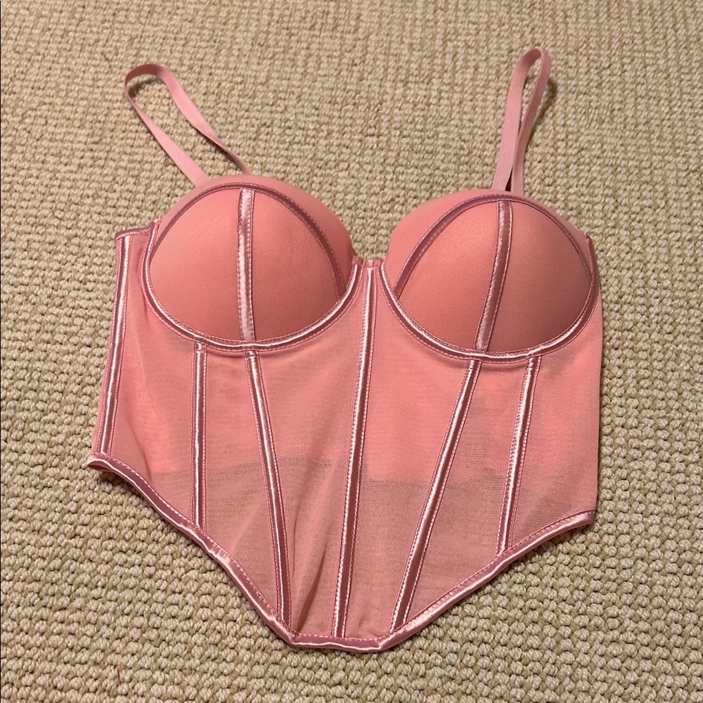 Top Chic BONED Bustier Baby Pink Large New